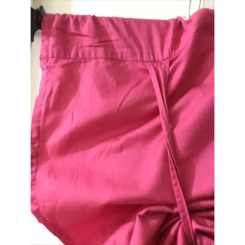 Kids Room Pink Curtain 2 panels 35X 63 Sheet Solid Ribbon Ties Set 100% Cotton
